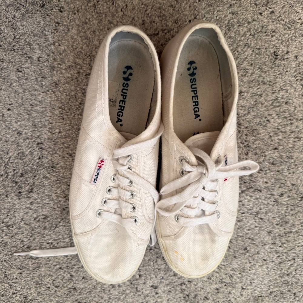 Superga 2790 Linea Platform Sneakers White Canvas Low Top Womens 10 S0001L0